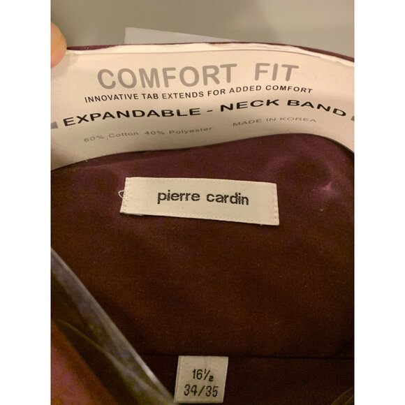 Pierre Cardin Mens Comfort Fit Dress Shirt Berry 16.5 34/35 - Picture 6 of 11